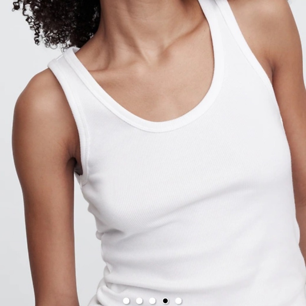 Gap Ribbed Scoopneck Tank Top Size L White Sleeveless Cotton Normcore Minimalist - Picture 9 of 9